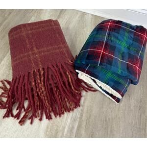 2 Threshold Plaid Throw Blankets